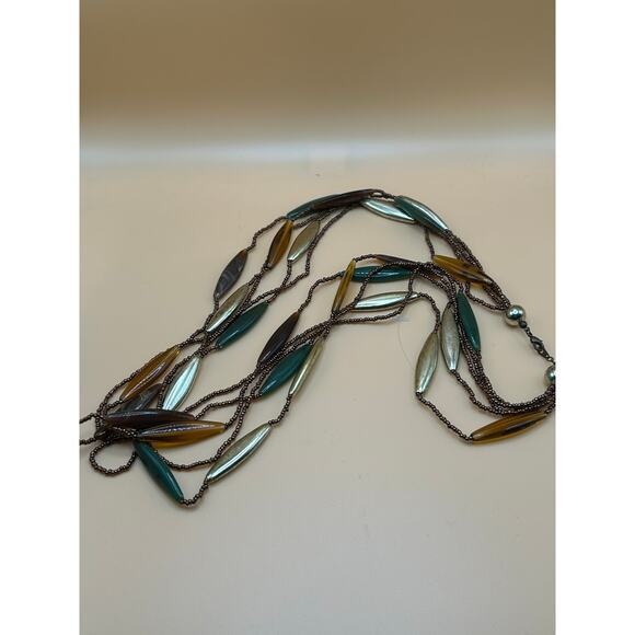 Earth tone beaded multi strand beaded necklace - Picture 1 of 3
